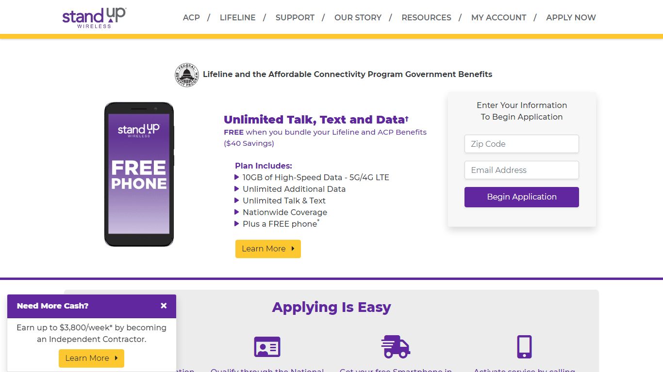 Free Cell Phone Service With Government Program | StandUp Wireless